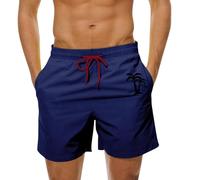 Generisch Bermuda Short de bain pour homme Short de bain Short de bain Short de sport Short de plage Short court Séchage rapide Sports nautiques Couleur unie Short de plage d'été, bleu foncé, M