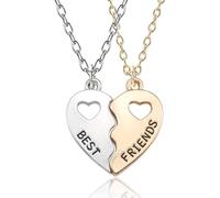 Generisch BFF Lot de 2 colliers d'amitié pour filles - Cadeau d'anniversaire - Pendentif - Cadeau (doré argenté)