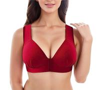 Generisch, BH Wire Sous-vêtements une pièce Soutien-gorge Sous-vêtements solides Femmes 2026, rouge, L