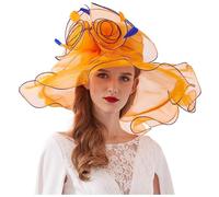 Generisch Bibi d'église pour femme, chapeau de mariage pour fête de thé de mariée, Orange, taille unique