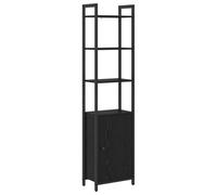 Generisch Bibliothèque noire aspect chêne 40 x 24 x 161 cm | Matériau en bois robuste, composants en acier, étagères spacieuses, design loft, présentation flexible, effaçable à sec