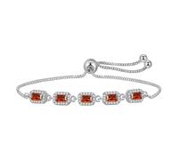 Generisch Bijoux Argenté Connecté Pour Mm Anneaux de zircons rouges. Accessoire élégant à quotidien ou à offrir. Bracelet Largeur 2 Perles Bijoux (Silver, One Size)