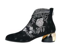 Generisch Biker Hommes 47 Talon Moyen Style Ethnique Femme Bottes Courtes Broderie Avec Printemps Et Grandes Yards Commerce Extérieur Bottes Combinaison De Pêche Hommes Imperméable Avec, Noir , 37 EU