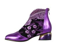 Generisch Biker Hommes 47 Talon Moyen Style Ethnique Femme Bottes Courtes Broderie Avec Printemps Et Grandes Yards Commerce Extérieur Bottes Combinaison De Pêche Hommes Imperméable Avec, lilas, 42 EU