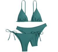 Generisch Bikini Cup D Femmes 3 Pièces Bandeau Bikini Ensemble Push Up Brésilien Maillot de Bain Beachwear Maillot de Bain Bikini South Beach, vert, M