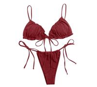 Generisch Bikini d'été sexy 2026 - Maillot de bain deux pièces skinny avec petits seins, Bordeaux, S
