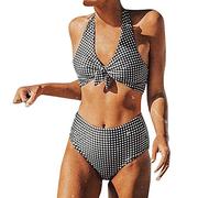Generisch Bikini Femme Dentelle Europe États-Unis Nouveau Maillot de Bain Bikini à Carreaux Maillot de Bain Séparé pour Femme Taille Haute Bikini Bikini Femme Ensemble Bikini Femme Grandes Tailles