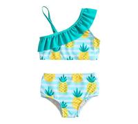 Generisch Bikini pour fille avec sangle une épaule, maillot de bain deux pièces, imprimé ananas, confortable, avec motif fruits, protection solaire pour plage, piscine