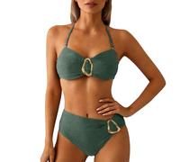 Generisch Bikini sexy Curvy Mini dos nu aspect portefeuille String Bikini à lacets Maillot de bain classique Bustier String Push Up Ventre Chemin Maillot de bain deux pièces