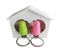 Generisch Birdhouse Porte-clés en ABS 9,4 x 6,4 x 4,4 cm | Bird -Nest Porte-clés avec oiseau rose et vert - Porte-clé Bir House - Décoration de la maison | Paire de porte-clés Birdhouse