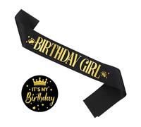 Generisch Birthday Sash Birthday Girl Sash and It's My Birthday Badge Kit de décorations d'anniversaire pour enfants filles Décoration de fête d'anniversaire Toile de fond de plage (A, A)