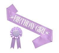 Generisch Birthday Sash Birthday Girl Sash and It's My Birthday Badge Kit de décorations d'anniversaire pour enfants filles Décorations de fête d'anniversaire pour femmes (violet, A)