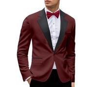 Generisch Blazer classique extensible pour homme avec manches longues et boutonnière à l'avant - Veste de costume formelle slim fit - Col à revers à un bouton - Manteau de costume pour mariage, dîner