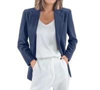 Generisch Blazer en velours côtelé pour femme - Manteau slim fit - Couleur unie - Élégante veste de costume longue en velours côtelé - Coupe droite - Un bouton - Pour le bureau, le travail - Manteau