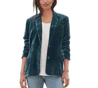 Generisch Blazer en velours doré pour femme, veste d'hiver chaude et décontractée, couleur unie, veste de transition ouverte sur le devant, vestes ajustées, manteau élégant, vestes de costume