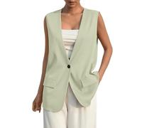 Generisch Blazer Gilet pour Femme Sans Manches Court Élégant 2025 Veste d'été Légère Étroite Costume Vintage Manteau Sportif