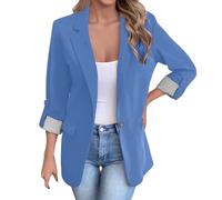 Generisch Blazer pour femme - Manches 3/4 froncées - Veste d'affaires - Blazer de bureau - Veste de costume à un bouton - Veste de costume slim - Manteau de costume sportif - Trench - Automne