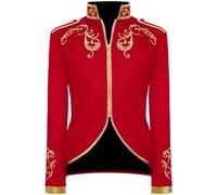 Generisch Blazer Steampunk pour homme - Costume de prince pour homme - Blazer Kaiserhof - Coupe ajustée - Veste de loisirs - Veste légère pour homme - Veste décontractée - Veste de mariage, rouge, 3XL