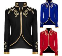 Generisch Blazer Steampunk pour homme - Costume de prince pour homme - Blazer Kaiserhof - Coupe ajustée - Veste de loisirs - Veste légère pour homme - Veste décontractée - Veste de mariage, Noir , L