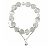 Generisch Bleu Mm Amoureux Anneaux Natural Stones Beaded Bell Dainty Bracelet For Women Jewelry Inoxydable Message Précieuses Bijoux (Beige, One Size)