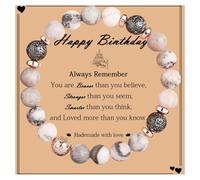 Generisch Bleu Perles Perle Bleu Phrases Bijoux Stone Bracelet Birthday For Women Mom Sister Coworker Bracelet Naturelle Ensembles Anneaux (D, One Size)