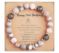 Generisch Bleu Perles Perle Bleu Phrases Bijoux Stone Bracelet Birthday For Women Mom Sister Coworker Bracelet Naturelle Ensembles Anneaux (B, One Size)