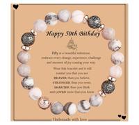 Generisch Bleu Perles Perle Bleu Phrases Bijoux Stone Bracelet Birthday For Women Mom Sister Coworker Bracelet Naturelle Ensembles Anneaux (E, One Size)