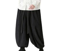Generisch Bleu X rétro grand sens du design, jambes larges, pantalon évasé de travail, pantalon de soins tendance pour homme, Noir , M