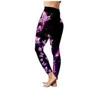 Generisch Body de Yoga Femmes Travailler Papillon Imprimé Yoga Pantalons Plus Taille-Décontracté Taille Haute Pantalon de Sport autour du Pantalon de Jogging Dames Jambes Longues, Rose, L