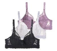 Generisch Body en dentelle pour lot de 3 soutiens-gorge femme avec armatures, ensemble soutien-gorge push-up, soutien-gorge de sport bustier, soutien-gorge d'entraînement 2 B article, Blanc., 90C