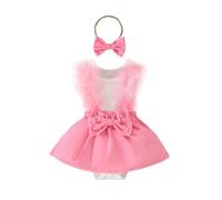 Generisch Body sans manches en dentelle pour bébé fille - Robe - Bandeaux - Ensemble de ballerines - Robe de ballerine - 128, Rose, 9-12 mois