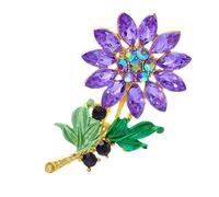 Generisch Boîte à bijoux en forme de coquillage - Boucle en strass - Broche tournesol - Broche pour autisme