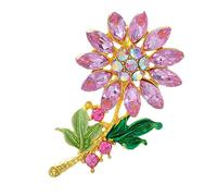 Generisch Boîte à bijoux en forme de coquillage - Boucle en strass - Broche tournesol - Broche pour autisme