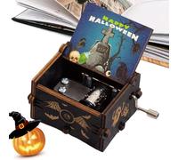 Generisch Boîte à musique à manivelle, boîte à musique d'Halloween - Boîte à musique à remonter pour Halloween, mélodie d'Halloween, boîte à musique en bois festive pour adultes, amis