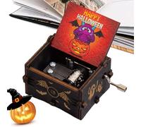 Generisch Boîte à musique d'Halloween - Thème d'Halloween - Boîte à musique vintage à manivelle - Boîte à musique classique festive - Étui de boîte à musique élégant pour