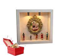 Generisch Boîte à souvenirs | Avec cadre miniature doré et figurines comme souvenir | Kit d'exposition pour présenter des figurines miniatures | Pour les vacances, les célébrations festives et