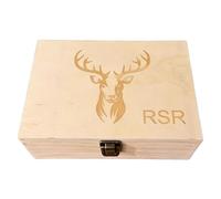 Generisch Boîte à souvenirs de chasse avec 20 compartiments | Boîte souvenir cerf pour salon, table de chevet, cadeau pour chasseur