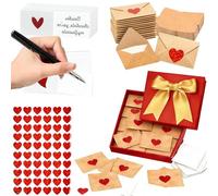 Generisch Boîte de notes d'amour, mini cartes vierges et enveloppes avec autocollants en forme de cœur, lot de 60 cartes d'amour romantiques pour lui, mariage personnalisé, anniversaire (60)