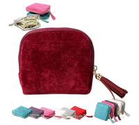 Generisch Boîte de rangement de bijoux à franges multi-couches pour boucles d'oreilles, bagues, colliers, bracelets et autres petits bijoux, avec cinq compartiments, idéale pour les voyages (rouge