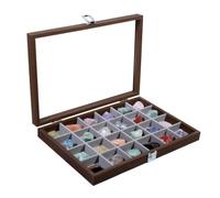 Generisch Boîte de rangement en bois, 24 grilles, organisateur de | Rock Collection Vitrine pour bureau, salle d'étude, salle de ucation géologique en plein air