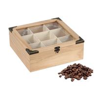 Generisch Boîte de rangement en bois avec compartiments, porte-sachets de thé et solution de présentation multifonctionnelle pour les amateurs de thé et les fêtes de famille