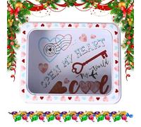 Generisch Boîte de rangement en tôle | Boîte à goûter pour la Saint Valentin | Boîte en métal polyvalente et à bijoux avec fenêtre | Fête d'anniversaire École Filles Femmes Hommes