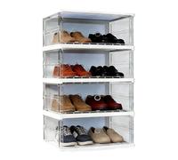 Generisch Boîte de rangement pour chaussures - Organiseur empilable et pliable - Présentoir à chaussures avec fermeture magnétique - Pour chambre d'étudiant, couloir, chambre à coucher, garde-robe et