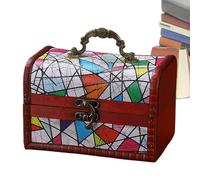 Generisch Boîtes en bois pour le rangement | Organiseur peint rustique verrouillable - Boîte à bijoux pour femme - Pour chambre à coucher, armoire, salon, jouets, pont de collection de cuisine, trésor