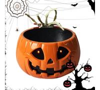 Generisch Bol à bonbons d'Halloween - Bol à bonbons citrouille - Rangement des collations avec main squelette mobile - Pour fête, jardin, fête d'anniversaire, maison effrayante