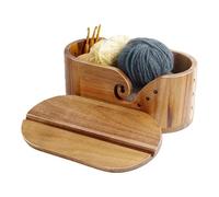 Generisch Bol à fil avec couvercle - Bol en bois avec couvercle pour ranger le fil et les fils - Support multifonction pour fils - Pour matelassage, tricot, tissage, fil à la main - Maison Studio