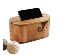 Generisch Bol de fil à tricoter | Rangement avec couvercle en bois - Support de fil, double curling, matelassage, tissage, crochet et enfilage | C'est un travail artisanal parfait dans votre studio à