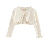 Generisch Boléro en tricot pour fille - En coton - Manches longues - Élégant - Pour fête, mariage, communion, baptême - Couleur unie - Taille 90 à 140 cm, Blanc., 120