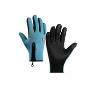 Generisch Bomaze Gants d'hiver thermiques pour homme avec fermeture éclair pour toucher l'écran, coupe-vent pour course et vélo, Bleu océan., XXL