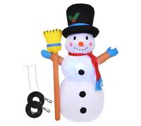 Generisch Bonhomme de neige de Noël gonflable | Avec balai et imperméable | Décoration gonflable en forme de bonhomme de neige de Noël | Pour jardin, pelouse, terrasse, parc, allée, balcon, fêtes